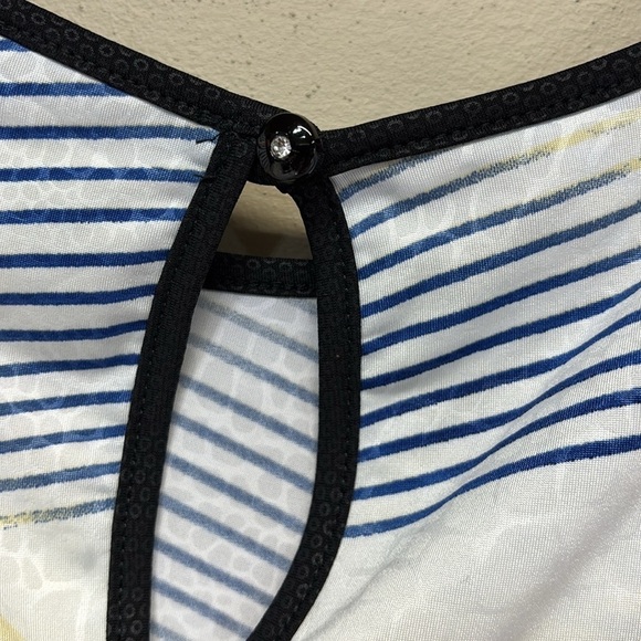 LTX Sportswear USA BACK GEM BUTTON Blue and White Patterned Dress M - Picture 6 of 9